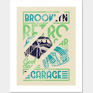 Brooklyn Retro Car Garage #2 Posters and Art